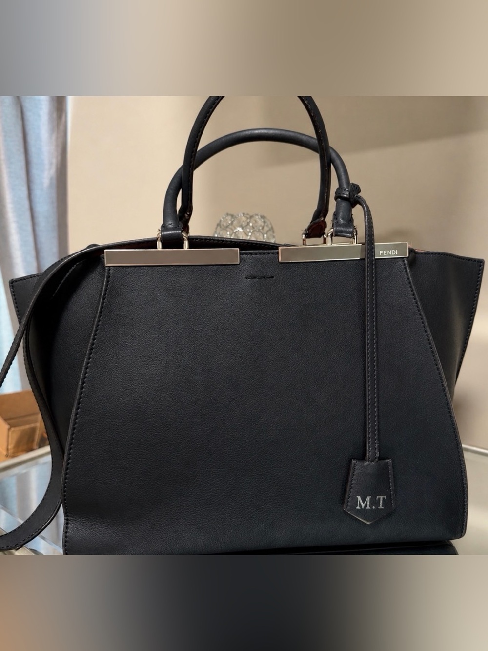 Fendi Black Calfskin Petite 3Jours Tote Bag w/ Red Interior & Silver Hardware